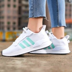 adidas White and Light Green Women's Sneakers